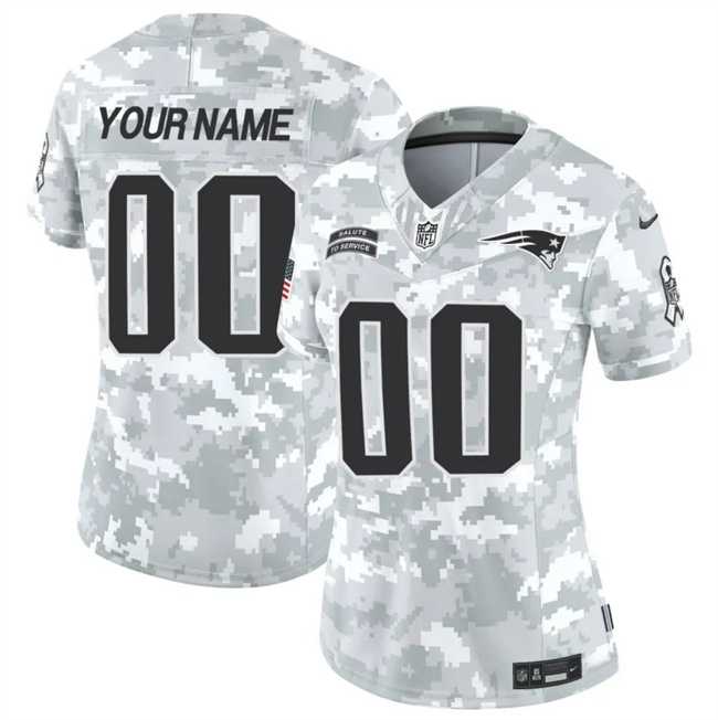 Womens New England Patriots Active Player Custom 2024 F.U.S.E Arctic Camo Salute To Service Limited Stitched Jersey(Run Small)